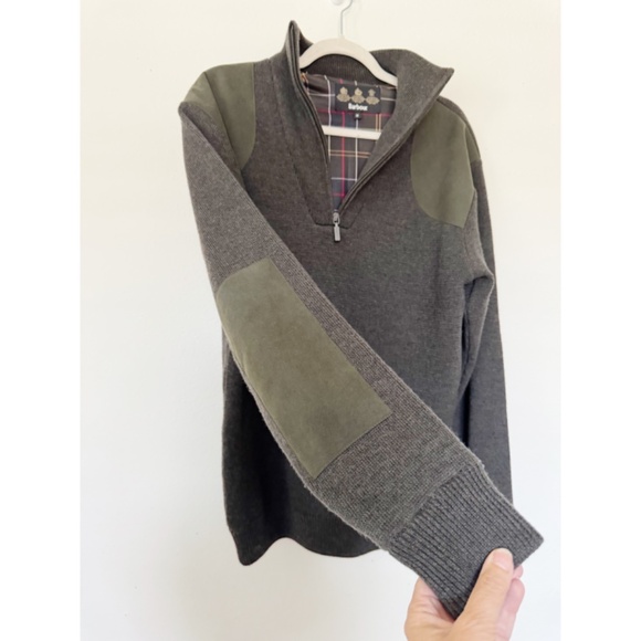 Barbour Storm Half Zip Merino Wool Waterproof Sweater in Loden Grey Green M - Picture 7 of 8